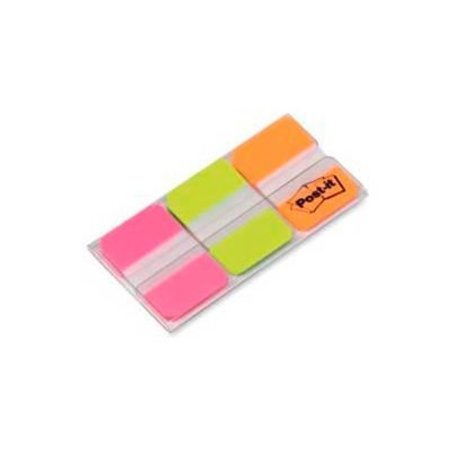 3M Post-it® Durable Tabs, 1" Solid, Pink/Green/Orange, 22 Tabs/Color, 66 Tabs/Dispenser 686PGO